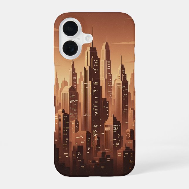 Retro Minimalist Geometric Skyline iPhone 16 Hülle (Rückseite)