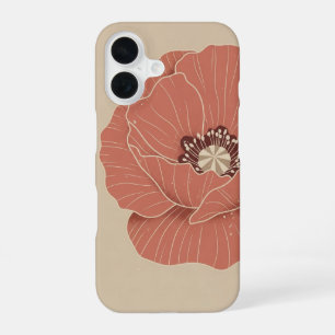 Retro-Minimalist-Klatschmohn iPhone 16 Hülle