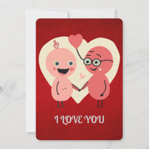 Retro-Minimalist süße Liebe zusammen lustig Feiertagskarte