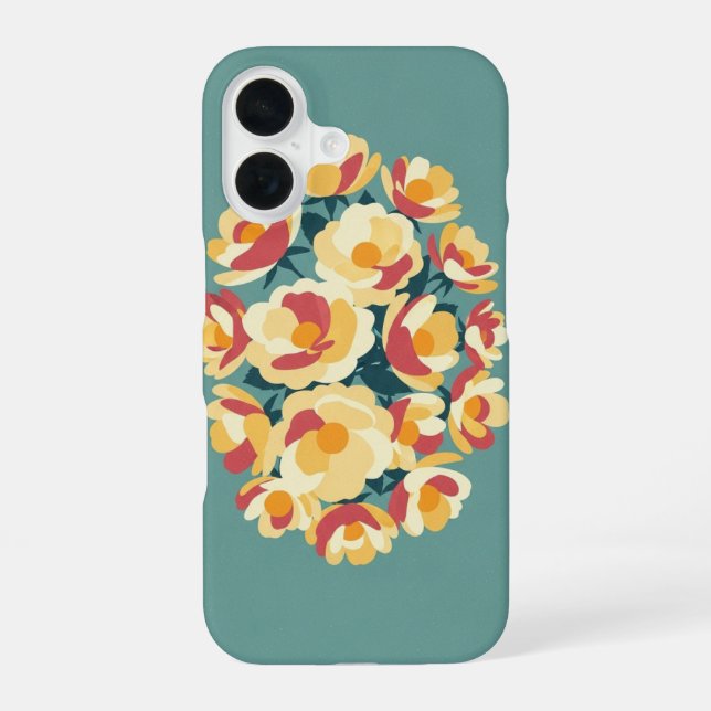 Retro Minimalist Wild Rose Illustration iPhone 16 Hülle (Rückseite)