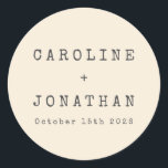 Retro Minimalistisch Cream Schreibmaschine Custom  Runder Aufkleber<br><div class="desc">Retro Minimalistische Schreibmaschine Schriftart Custom Wedding Classic Round Sticker in Cream</div>