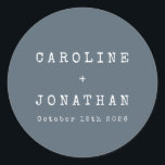 Retro Minimalistisch Dark Blue Schreibmaschine Wed Runder Aufkleber<br><div class="desc">Retro Minimalistische Schreibmaschine Schriftart Custom Wedding Classic Round Sticker in Dark Dusty Blue</div>