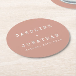 Retro Minimalistisch Dusty Rose Schreibmaschine Ho Runder Pappuntersetzer