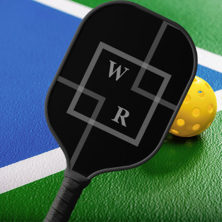 Retro Minimalistisch Geometric | Schwarz-Modern-Mo Pickleball Schläger