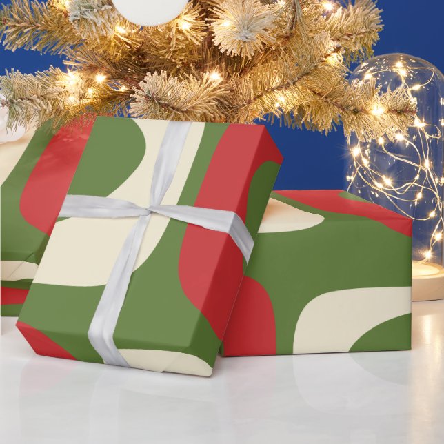 Retro Minimalistisch Mitte des Jahrhunderts Weihna Geschenkpapier (Feiertage)