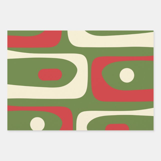 Retro Minimalistisch Mitte des Jahrhunderts Weihna Geschenkpapier Set (Vorderseite)