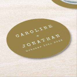 Retro Minimalistisch Ochre Schreibmaschine Custom Runder Pappuntersetzer