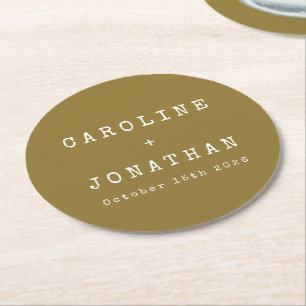 Retro Minimalistisch Ochre Schreibmaschine Custom Runder Pappuntersetzer