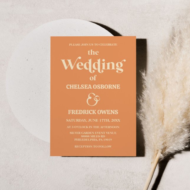 Retro Minimalistisch Orange Wedding Einladung (Von Creator hochgeladen)