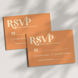 Retro Minimalistisch Orange Wedding RSVP