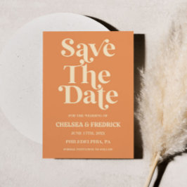 Retro Minimalistisch Orange Wedding Save the Date  Einladung