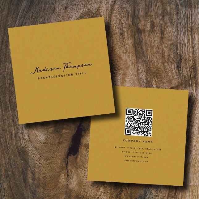 Retro Minimalistisch Signature Script QR Code Must Quadratische Visitenkarte (Von Creator hochgeladen)