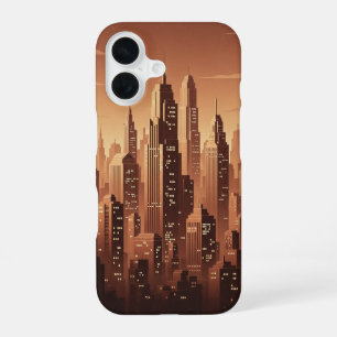 Retro-minimalistische geometrische Skyline iPhone 16 Hülle