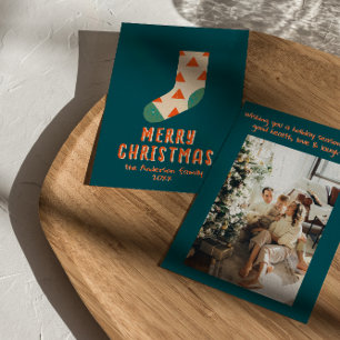 Retro Minimalistische Illustrierte Weihnachtssohle Feiertagskarte