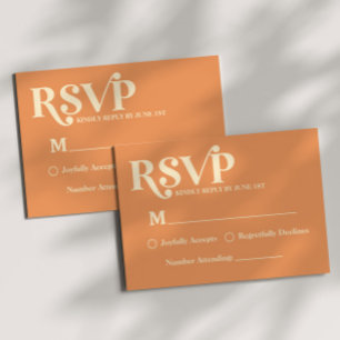 Retro-Minimalistische orange Hochzeits-RSVP RSVP Karte
