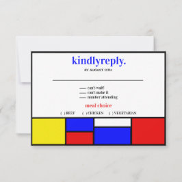Retro-Minimalistische Primärfarben RSVP Karte
