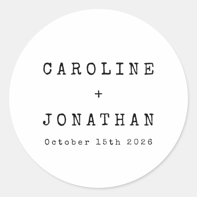 Retro Minimalistische White Schreibwriter Custom W Runder Aufkleber (Vorderseite)