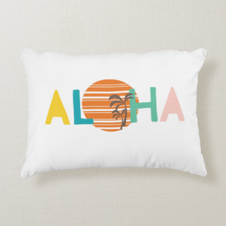 Retro-minimalistischer "Aloha"-Hawaii-Sonnenunterg Dekokissen