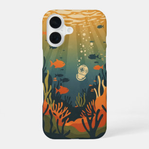 Retro-Minimalistischer Fisch iPhone 16 Hülle