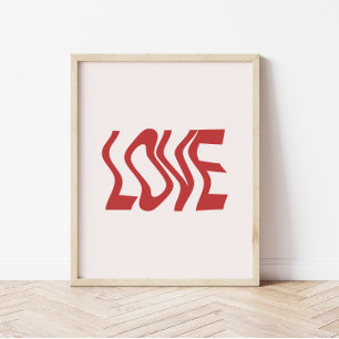Retro-minimalistischer 'Liebe'-Wellen-Text  Poster