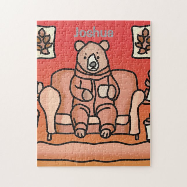 Retro Minimalistischer Niedlicher entspannter Bär  (Vertikal)