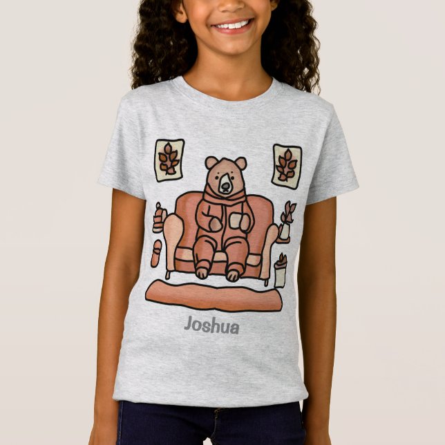 Retro Minimalistischer Niedlicher entspannter Bär  T-Shirt (Vorderseite)