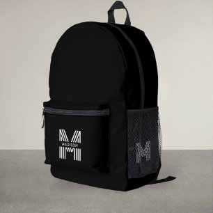 Retro-Minimalistischer Schwarzweißrücksack für Mon Bedruckter Rucksack