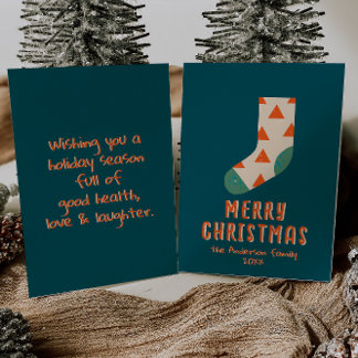 Retro Minimalistischer Weihnachtssock Non-Foto Feiertagskarte