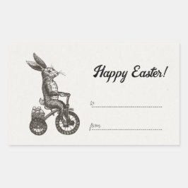 Retro Minimalistisches Bunny Bike Eierkuchen Oster Rechteckiger Aufkleber
