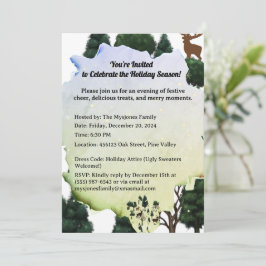 Retro Minimalistisches Hirsch unter den Freizeitba Einladung