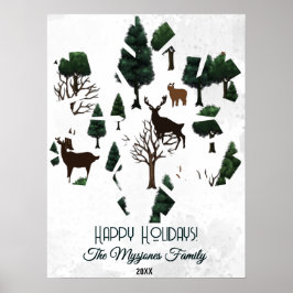 Retro Minimalistisches Hirsch unter den Freizeitba Poster