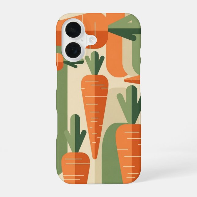 Retro-minimalistisches Karottendesign iPhone 16 Hülle (Rückseite)