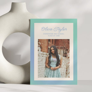 Retro Mint Green Gradient Border Foto Abschluss Ankündigung