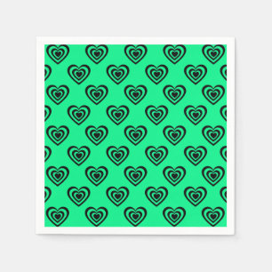 Retro Mint Green Hypnotic Herzmuster Serviette