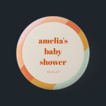 Retro Mint Orange Boho Streifen Custom Baby Dusche Button<br><div class="desc">Retro Mint Orange Boho Streifen Niedliche Baby Duschtaste</div>