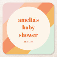 Retro Mint Orange Boho Streifen Custom Baby Dusche