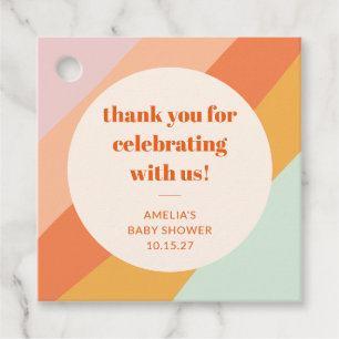 Retro Mint Orange Streifen Custom Baby Dusche Dank Geschenkanhänger