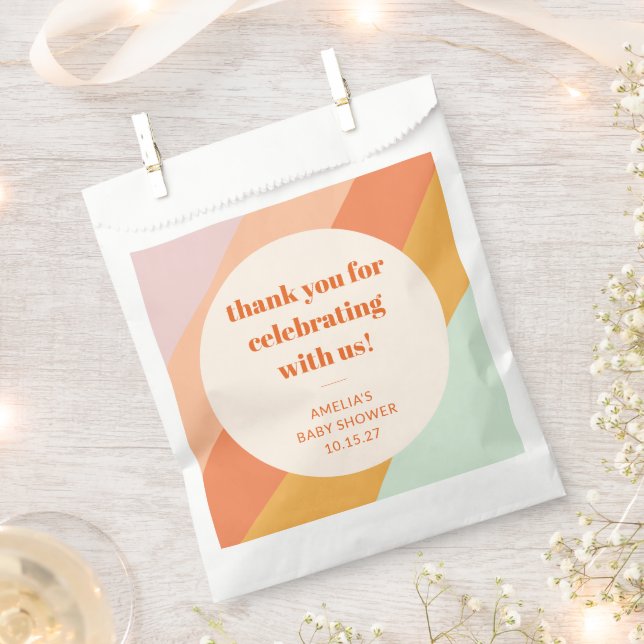 Retro Mint Orange Streifen Custom Baby Dusche Dank Geschenktütchen (Ausgeschnitten)