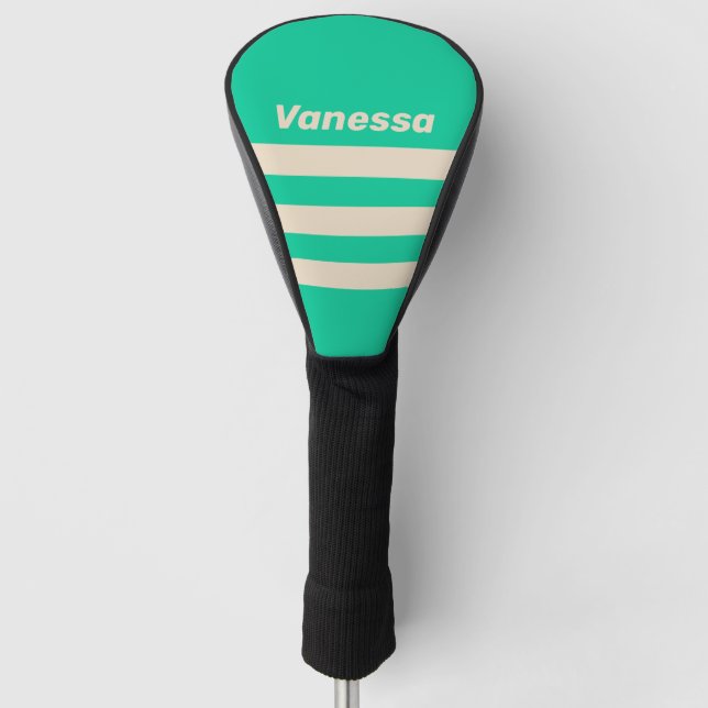 Retro Mint Three Across Striping with Name Golf Headcover (Vorderseite)