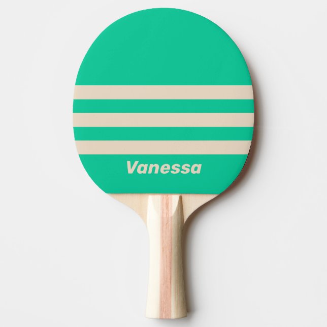 Retro Mint Three Across Striping with Name Tischtennis Schläger (Vorderseite)