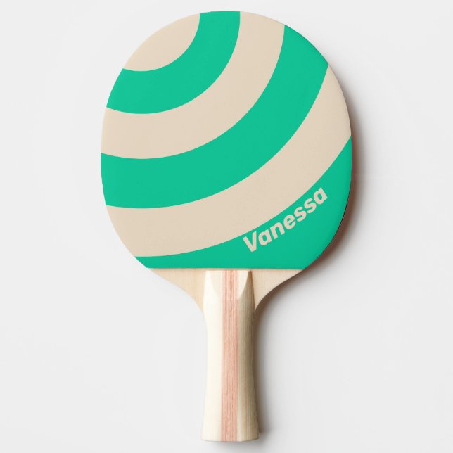 Retro Mint Three Circle Stripe with Name Tischtennis Schläger (Vorderseite)