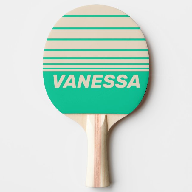 Retro Mint Three Horizon Striping with Name Tischtennis Schläger (Vorderseite)