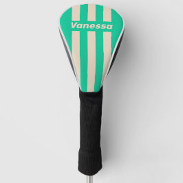 Retro Mint Three Pin Stripes with Name Golf Headcover