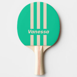 Retro Mint Three Pin Stripes with Name Tischtennis Schläger