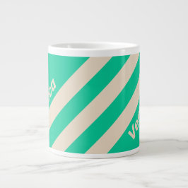 Retro Mint Three Stripes with Name Jumbo-Tasse
