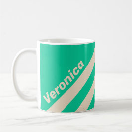 Retro Mint Three Stripes with Name Kaffeetasse