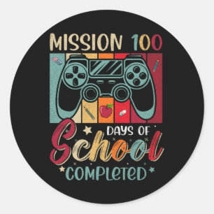 Retro Mission 100 Tage Schule abgeschlossen Video  Runder Aufkleber