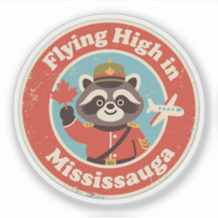 Retro Mississauga Waschbär fliegt Aufkleber
