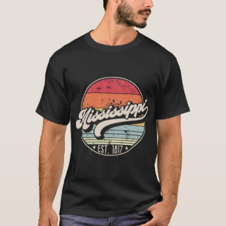 Retro Mississippi abgenutztes Sonnenuntergangsdesi T-Shirt