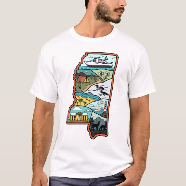 Retro Mississippi Biloxi Laurel MS State Souvenir T-Shirt (Vorderseite)
